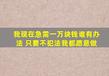 我现在急需一万块钱谁有办法 只要不犯法我都愿意做